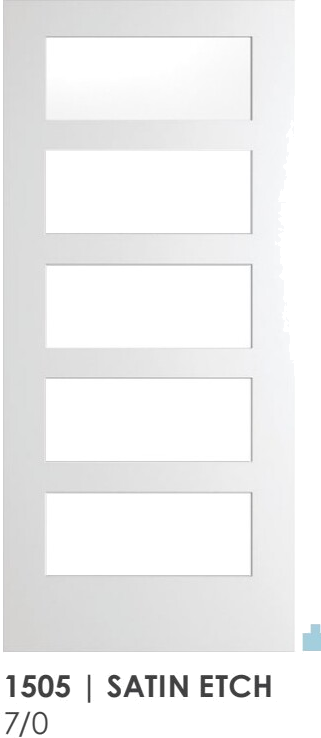 1505 Satin Etch Barn interior door — 5-Lite Barn 7/0