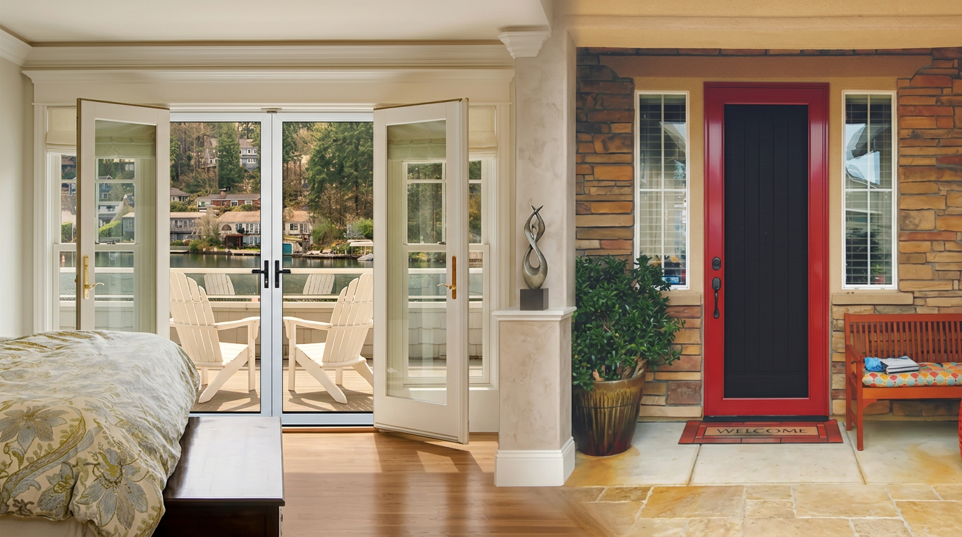 Titan security door, French patio security system and matching window security screens